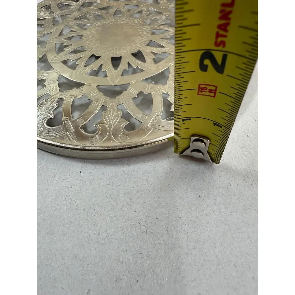 Antique Style Silverplate Filigree Trivet Decorative Table Protector